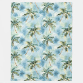 Blue Skies Tropical Island Palm Trees   フリースブランケット