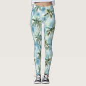 Blue Skies Tropical Island Palm Trees   レギンス (正面)