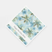 Blue Skies Tropical Island Palm Trees Birthday スタンダードランチョンナプキン (角)