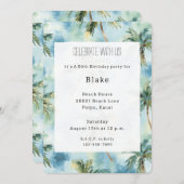 Blue Skies Tropical Island Palm Trees Birthday 招待状 (正面/裏面)