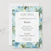 Blue Skies Tropical Island Palm Trees Birthday 招待状 (正面)