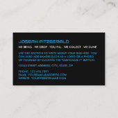 Blue Skip、Skip/Dumpster会社 名刺 (裏面)