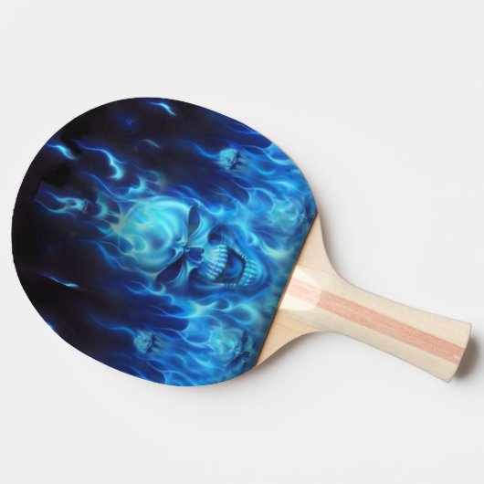 blue skull head in  blue flames ping pong paddle 卓球ラケット (裏面サイド)