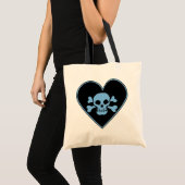 Blue Skull In Heart トートバッグ (正面(商品))