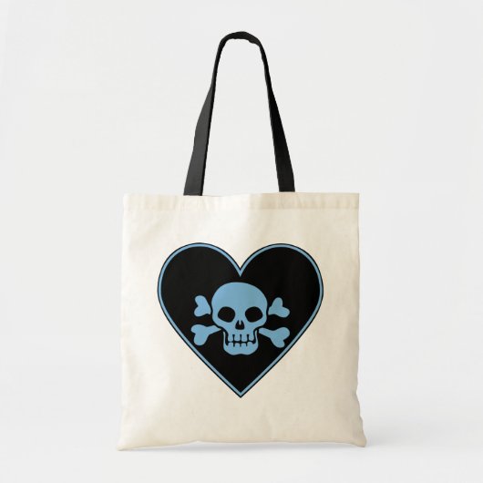 Blue Skull In Heart トートバッグ (正面)