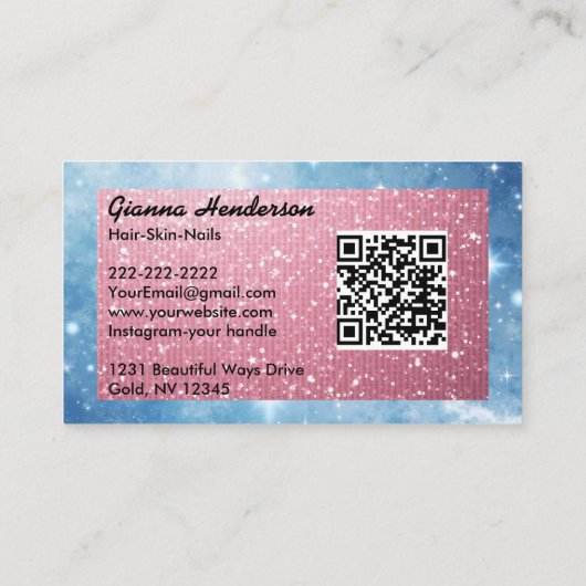 Blue Sky And Pink Flashy Shiny 名刺 (裏面)