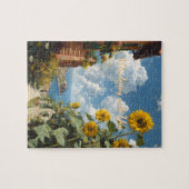 Blue sky and Sunflowers Path to the Sea Art ジグソーパズル (横)