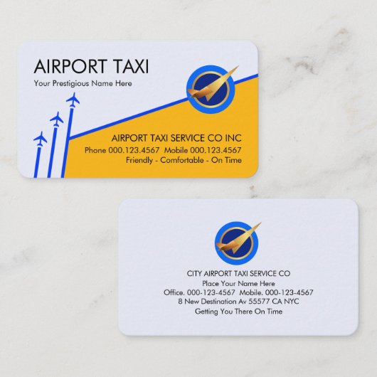 Blue Sky Arrows Yellow Airport Plane Runway 名刺 (正面/裏面)