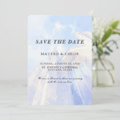 Blue Sky Church Watercolor Save The Date 招待状 (スタンド正面)