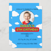 Blue Sky & Clouds Friend Birthday 招待状 (正面/裏面)