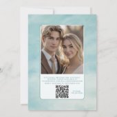 Blue Sky Clouds Wedding Invite QR Code Ethereal 招待状 (裏面)
