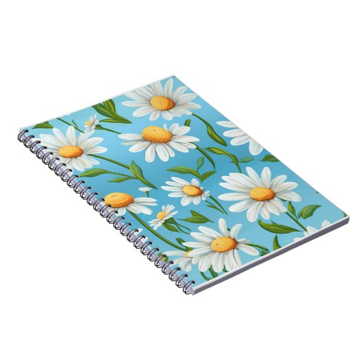 Blue Sky Daisy Spiral Notebook ノートブック (右側)