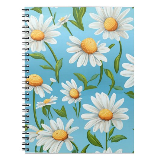 Blue Sky Daisy Spiral Notebook ノートブック (正面)