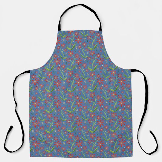 Blue Sky | Dancing Watercolor Daisies Apron エプロン (正面)