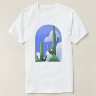 Blue Sky Desert Cactus Painting Tee Tシャツ