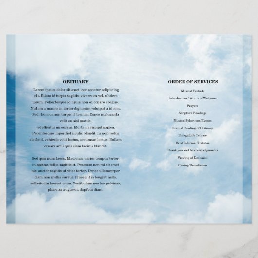 Blue sky Funeral Program template (裏面)