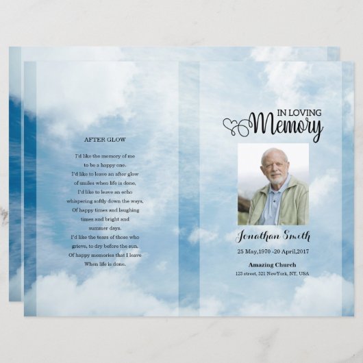 Blue sky Funeral Program template (正面/裏面)