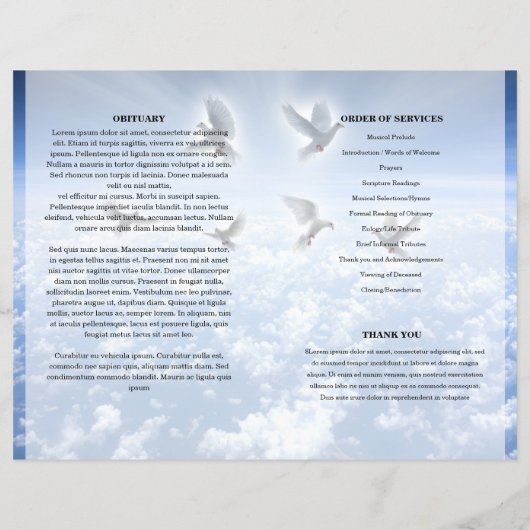 Blue sky Funeral Program template (裏面)