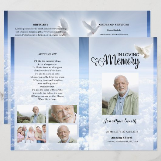 Blue sky Funeral Program template (正面/裏面)