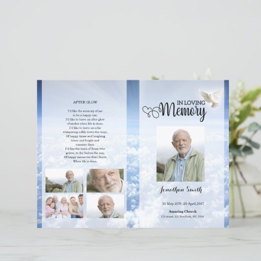Blue sky Funeral Program template (スタンド正面)