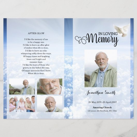 Blue sky Funeral Program template (正面)
