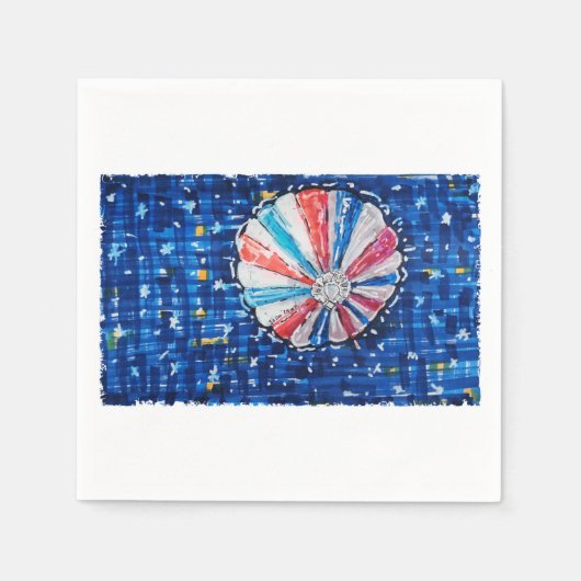 Blue Sky Hot Air Balloon スタンダードカクテルナプキン (正面)