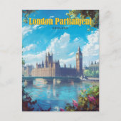 Blue Sky in London Parliament Englandヴィンテージ ポストカード (正面)