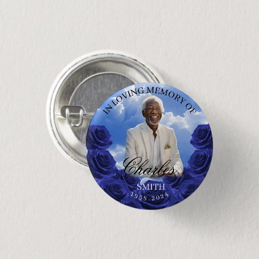 Blue Sky Memorial Button Roses Memorial Button 缶バッジ (正面&裏面)