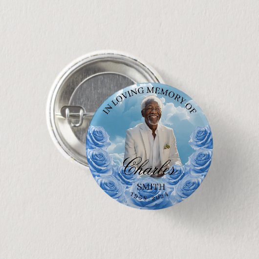 Blue Sky Memorial Button Roses Memorial Button  缶バッジ (正面&裏面)