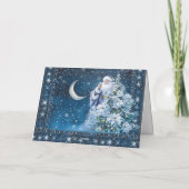 Blue Sky & Moon Cute Santa Merry Christmas Card シーズンカード (裏面)