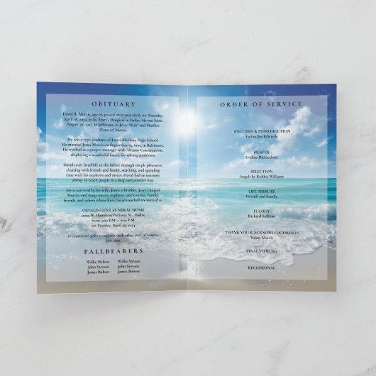 Blue Sky Photo Memorial Funeral Program  カード (内部)