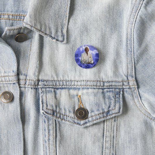Blue Sky Roses Funeral Memorial Button Blue Roses 缶バッジ (インサイチュ)