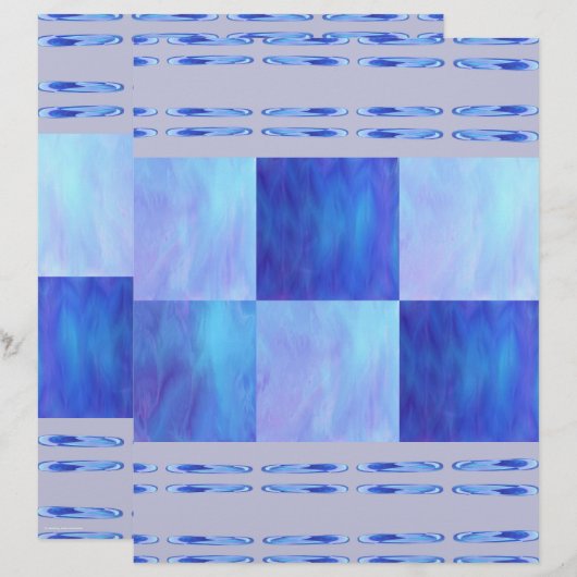 Blue Sky Tiles Scrapbook Paper 2-Sided Page (正面/裏面)