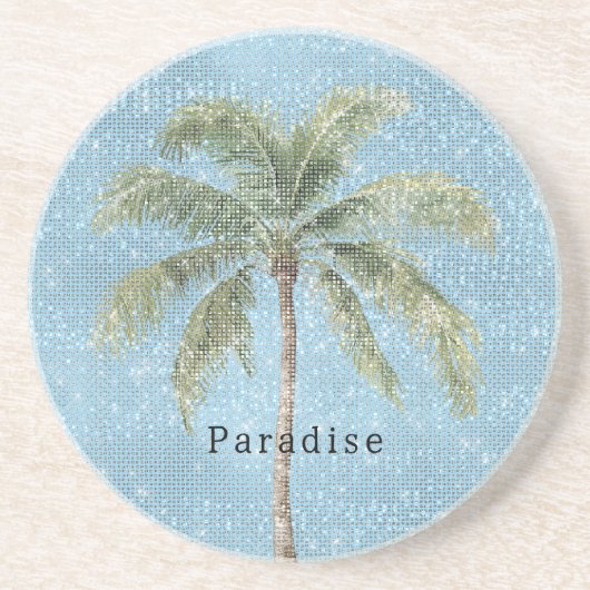 Blue Sky Tropical Palm Tree Sparkle  コースター (正面)