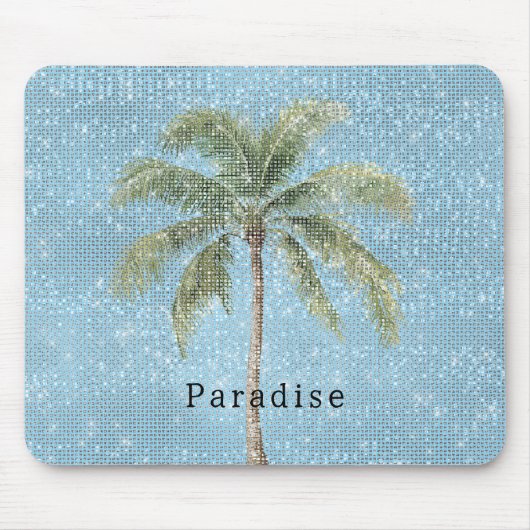 Blue Sky Tropical Palm Tree Sparkle  マウスパッド (正面)
