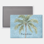 Blue Sky Tropical Palm Tree Sparkle  マグネット (正面/裏面)