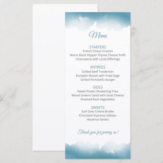 Blue Sky Wedding Menu メニュー (正面/裏面)