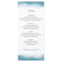 Blue Sky Wedding Menu