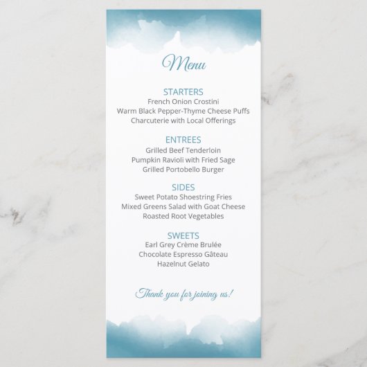 Blue Sky Wedding Menu メニュー (正面)