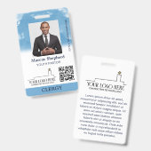 Blue Sky White Clouds Logo QR Code Church ID バッジ (表裏)