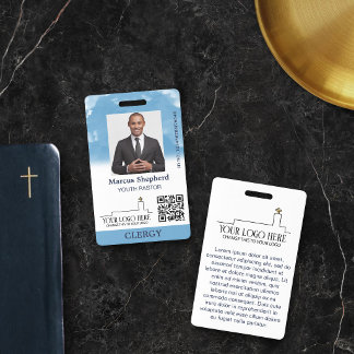Blue Sky White Clouds Logo QR Code Church ID バッジ