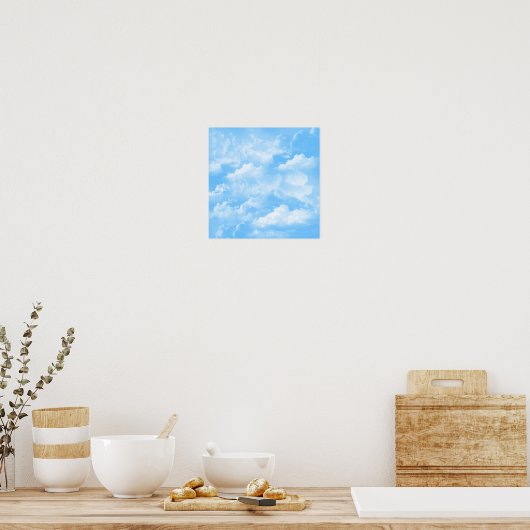 Blue Sky White Clouds Poster ポスター (キッチン)