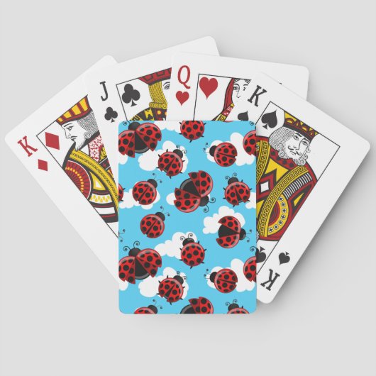 Blue Sky White Clouds Red Ladybug Beetle トランプ (裏面)