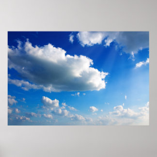 Blue sky with cloud closeup. ポスター