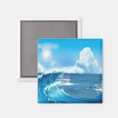 Blue Sky with Sun Rays 日本の Wave Art マグネット (正面/裏面)