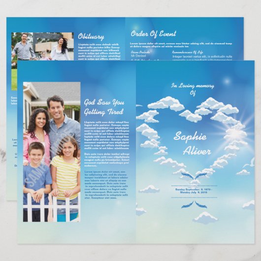 Blue Skyer Funeral Program Template (正面/裏面)