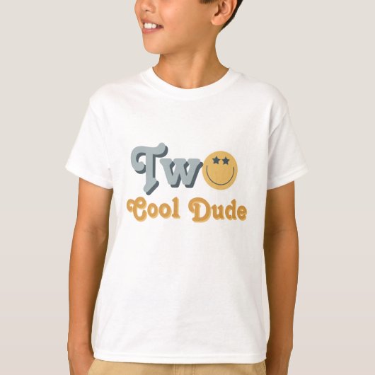 Blue Smile Two Cool Dude Boys 2nd Birthday Tシャツ (正面)