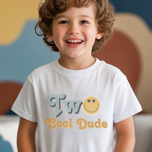Blue Smile Two Cool Dude Boys 2nd Birthday Tシャツ
