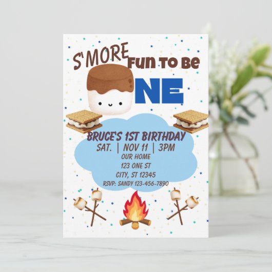Blue, S'More Fun to be One, 1st Birthday 招待状 (スタンド正面)