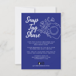 Blue Snap Tag Share Small Business Thank You Card サンキューカード